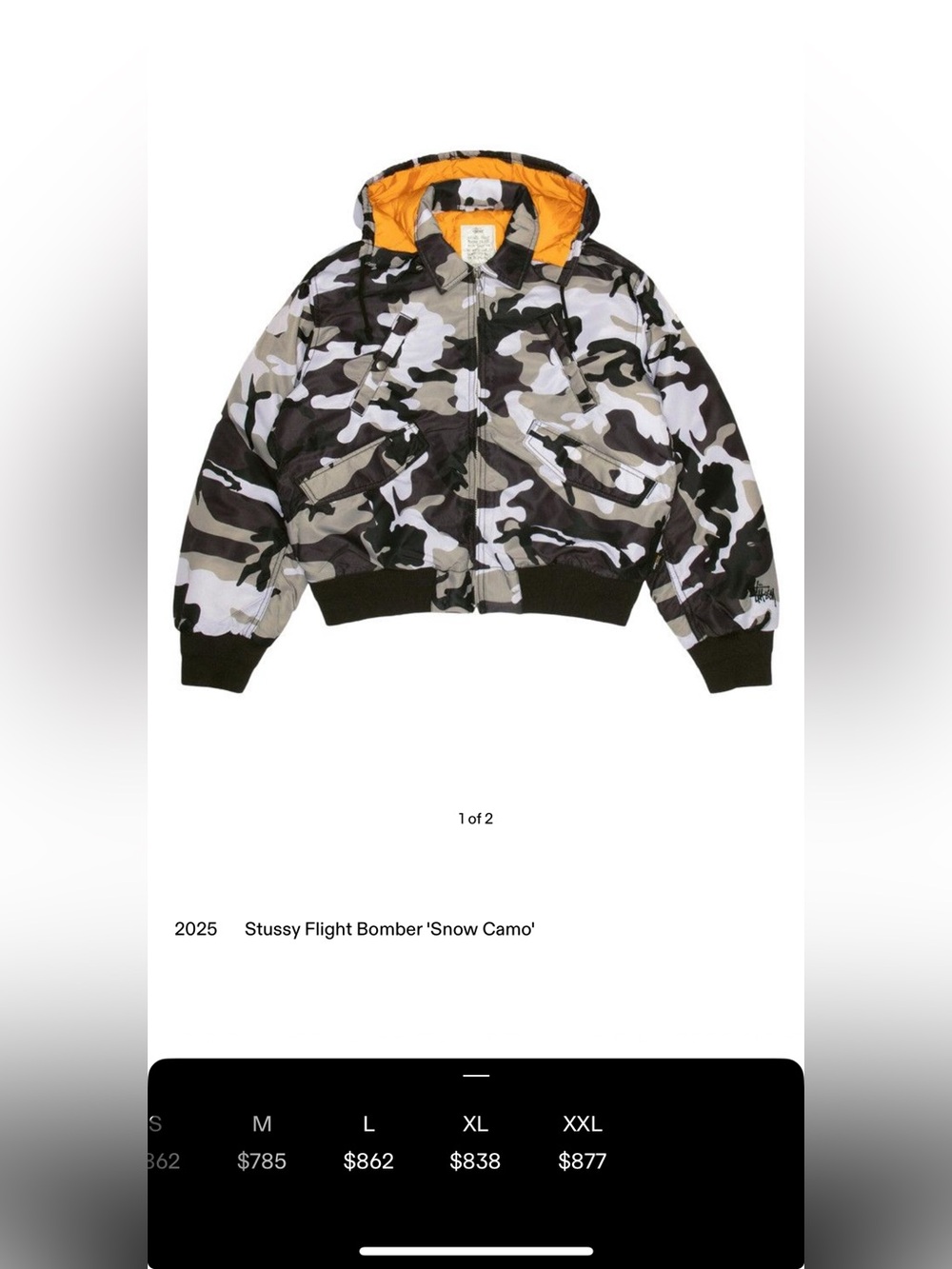Stussy camo bomber jacket